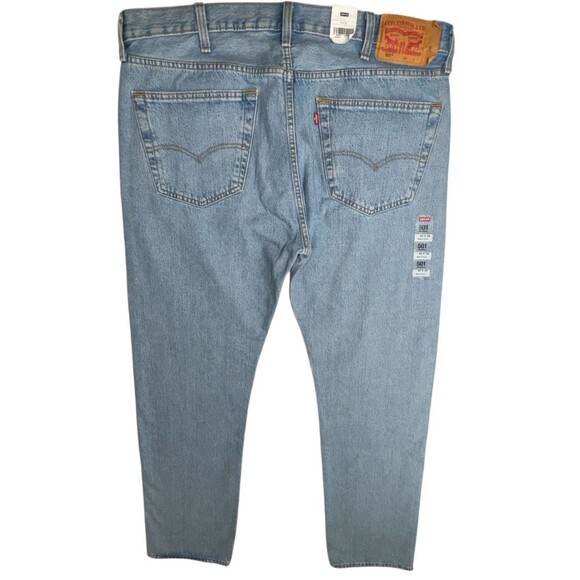 Levis 501 Original Jeans Stretch Denim Light Indigo Irregular Mens 40X38 New - Picture 3 of 12
